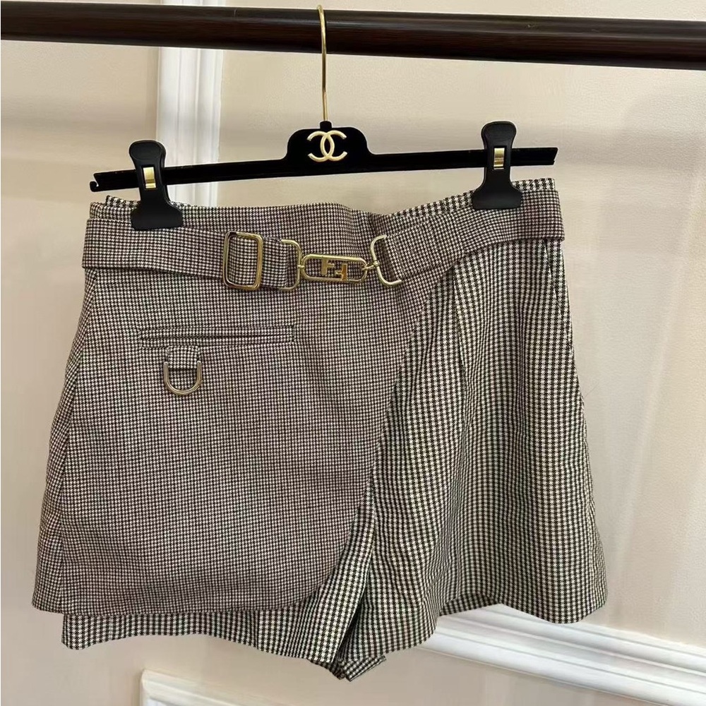 🚩steal authentic Fendi Black and White Houndstooth Shorts - Picture 1 of 9